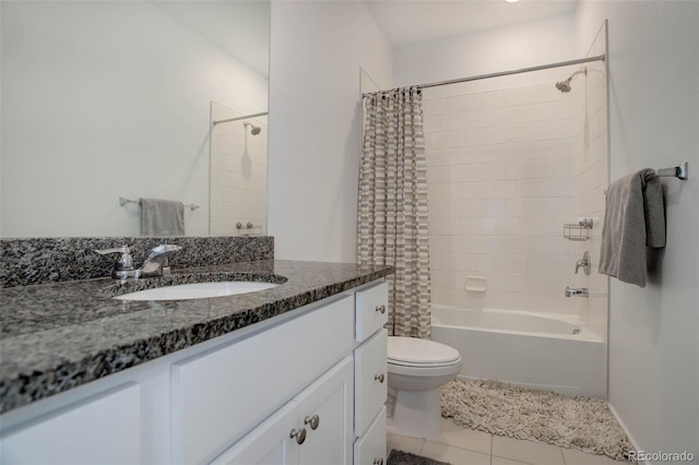 23670 E 41 St Ave, Aurora, CO 80019 - full bathroom with shower / tub combo with curtain, vanity, and tile patterned flooring