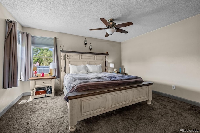 11323 Albion St, Thornton, CO 80233 - bedroom featuring dark carpet, a textured ceiling, and ceiling fan