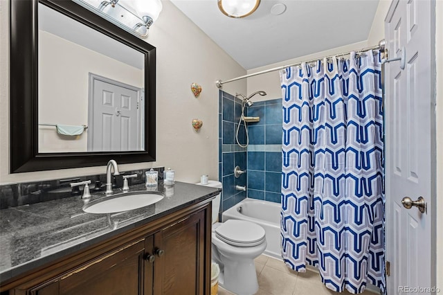 11323 Albion St, Thornton, CO 80233 - full bath featuring vanity, shower / tub combo with curtain, and tile patterned floors