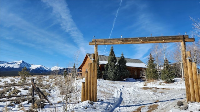 exterior space featuring a mountain view