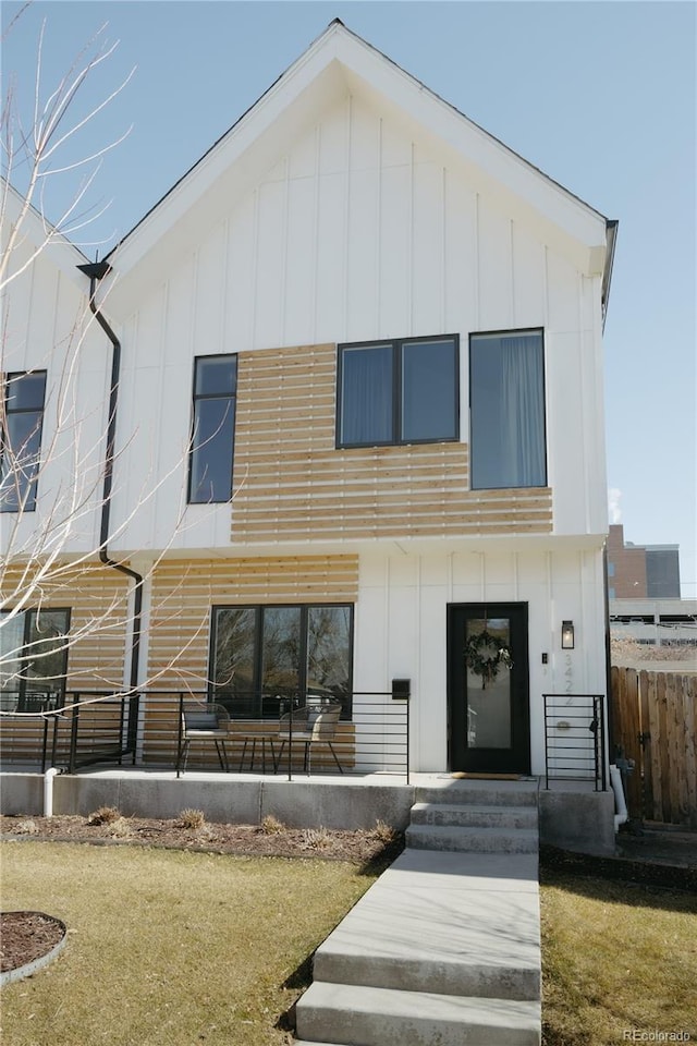 view of front of house with board and batten siding