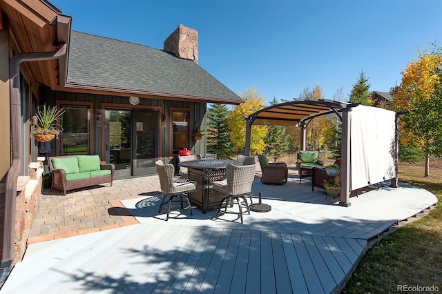 27 Habitat, Dillon, CO 80435 - deck featuring outdoor lounge area, a pergola, and outdoor dining space