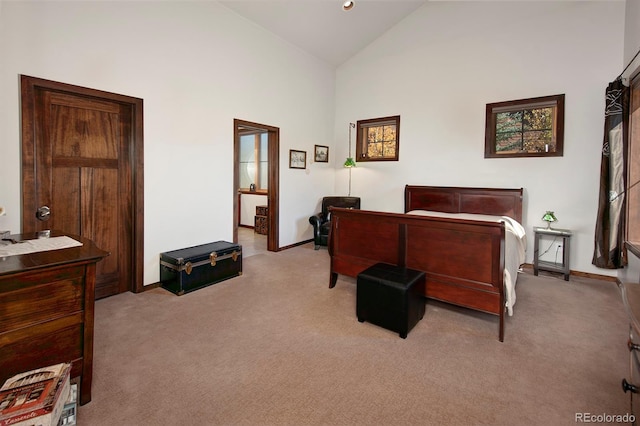 27 Habitat, Dillon, CO 80435 - bedroom with carpet flooring and high vaulted ceiling