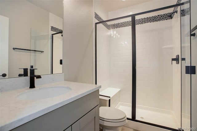 1732 Stable View Dr, Castle Pines, CO 80108 - bathroom with a stall shower, toilet, and vanity