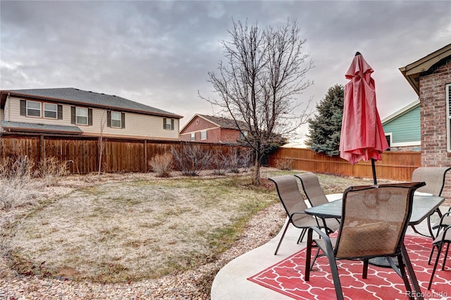 view of yard featuring a patio area