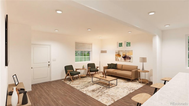 living room featuring hardwood / wood-style floors