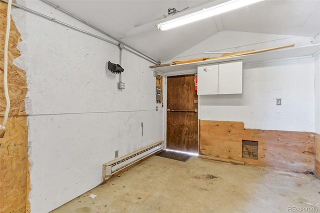 garage featuring a baseboard radiator