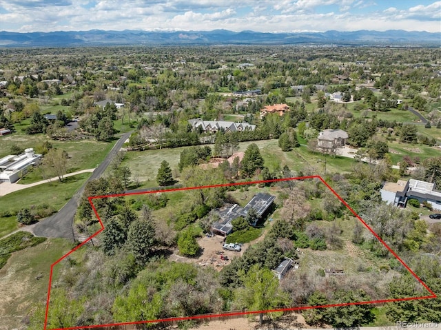 bird's eye view featuring a mountain view