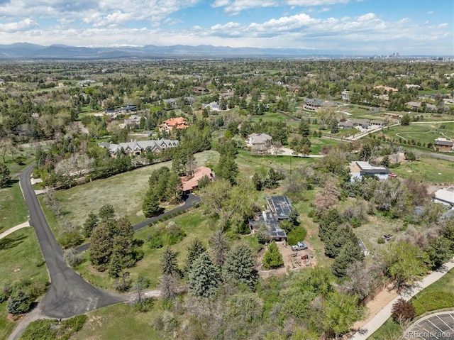 birds eye view of property with a mountain view