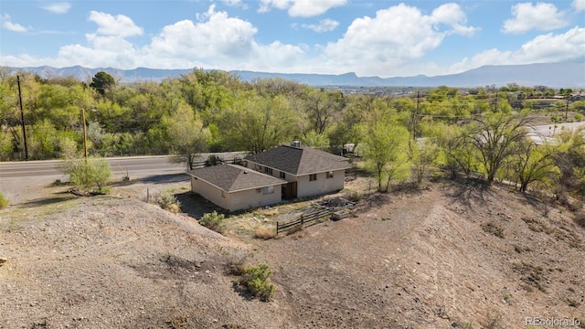 drone / aerial view with a mountain view