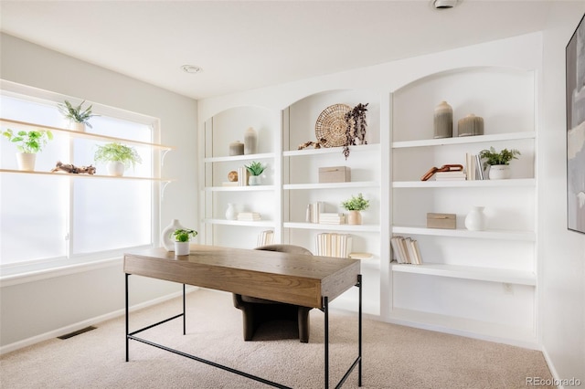 view of carpeted home office