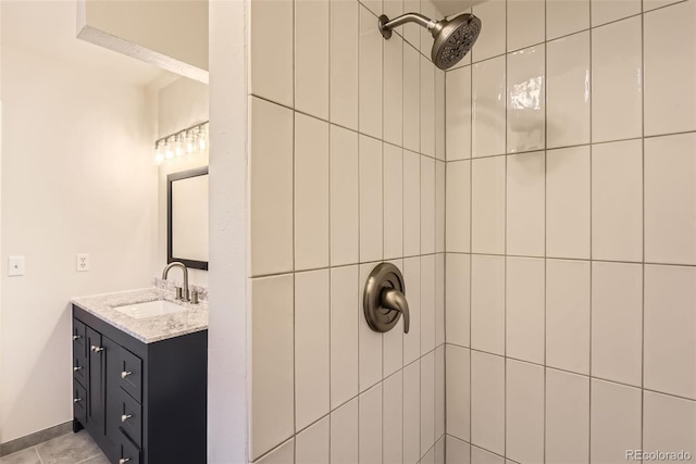 12454 Antelope Trl, Parker, CO 80138 - bathroom with a tile shower and vanity
