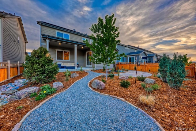 view of front of home with a patio