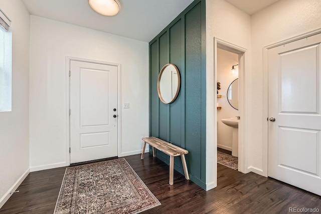 entrance foyer with dark wood-type flooring