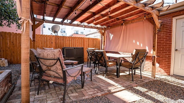 2335 Stout St, Denver, CO 80205 - view of patio with outdoor dining area and a pergola