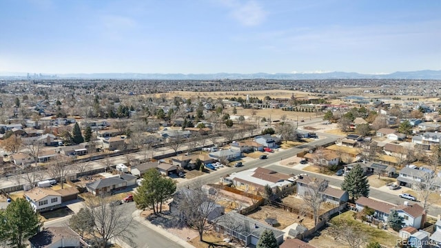 bird's eye view with a residential view and a mountain view