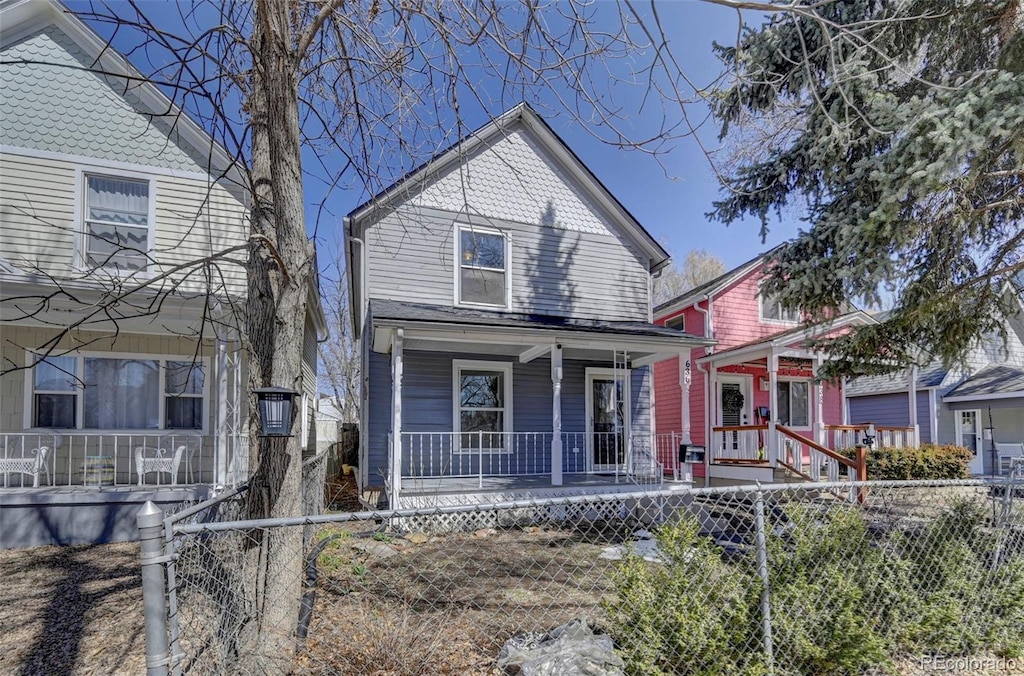 front facade with a porch