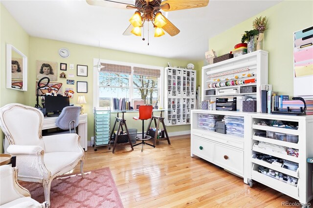 7835 Valley View St, Louviers, CO 80131 - office featuring a ceiling fan and light wood-type flooring
