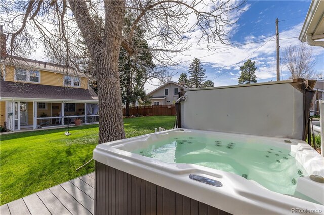 7835 Valley View St, Louviers, CO 80131 - deck featuring a hot tub