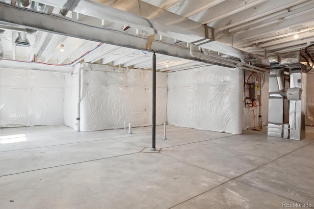 view of unfinished basement