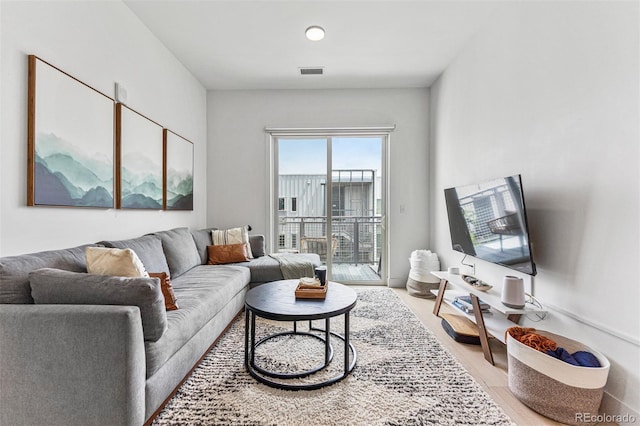 living room featuring light hardwood / wood-style flooring