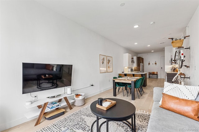 living room featuring light wood-type flooring