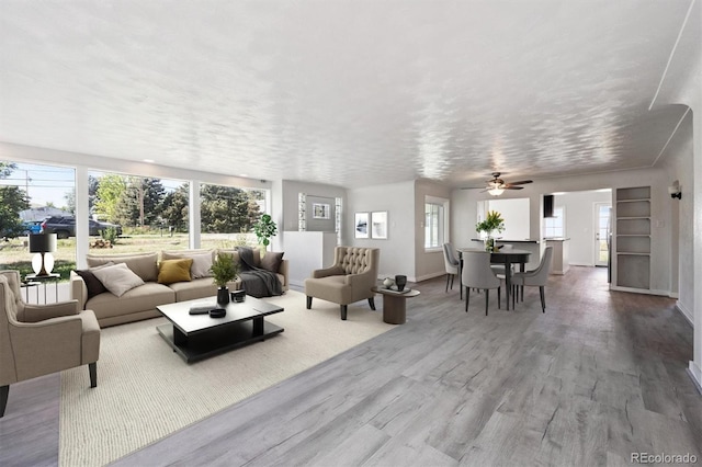 16707 W 10th Ave, Golden, CO 80401 - living room with wood finished floors and ceiling fan