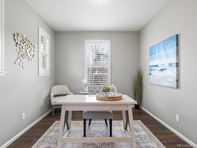 office area with dark wood-type flooring