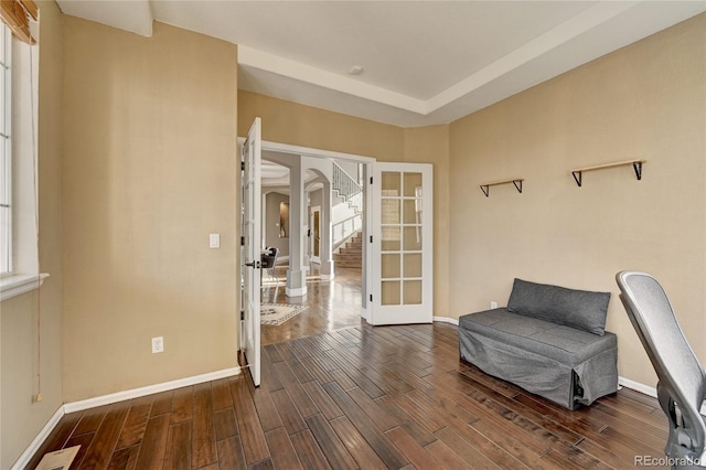 living area featuring french doors