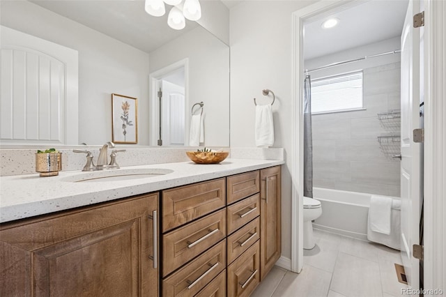 1871 Walnut Creek Ct, Colorado Springs, CO 80921 - full bath featuring vanity, tile patterned flooring, and shower / bath combo with shower curtain