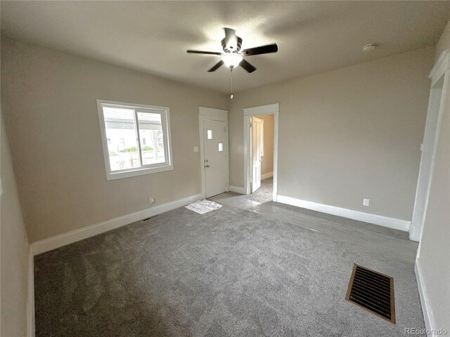 672 4th St, Limon, CO 80828 - empty room featuring visible vents, baseboards, ceiling fan, and carpet floors