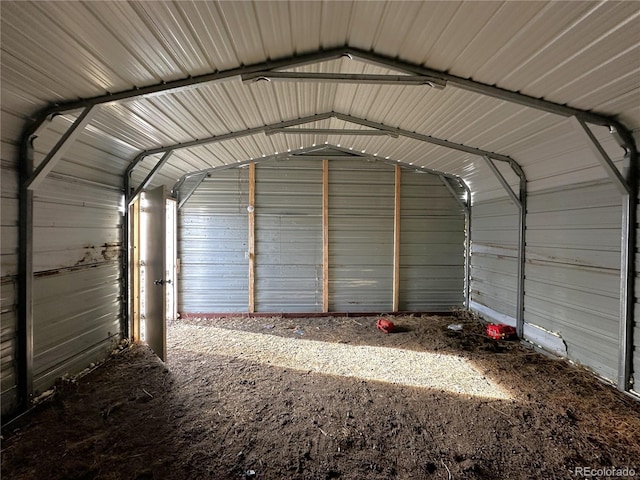 garage with metal wall