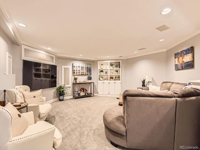 18963 E Long Ave, Centennial, CO 80016 - living area featuring recessed lighting, ornamental molding, carpet floors, and baseboards