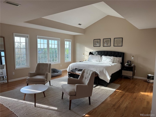 18963 E Long Ave, Centennial, CO 80016 - bedroom with wood finished floors and vaulted ceiling