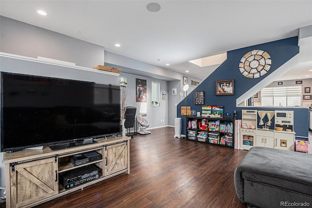 living room featuring dark hardwood / wood-style flooring