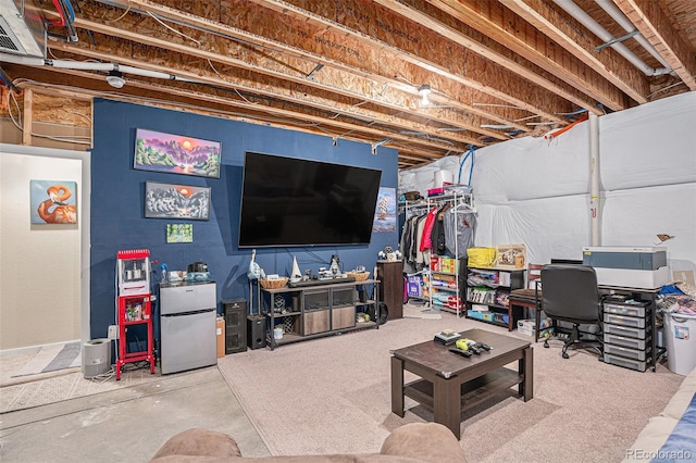 living room with concrete floors