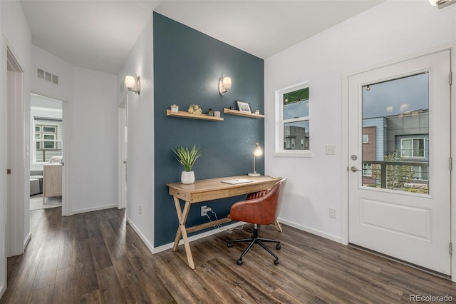 1754 W 66th Ave, Denver, CO 80221 - office area featuring wood finished floors and baseboards