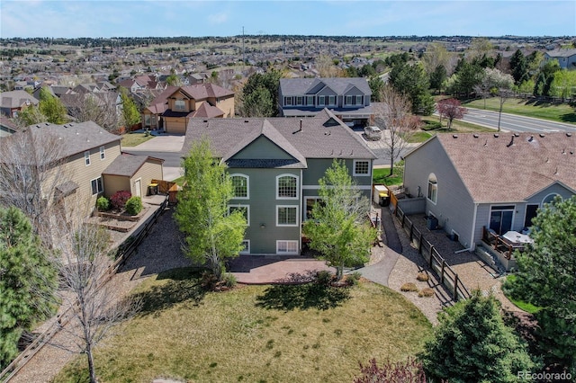 drone / aerial view featuring a residential view