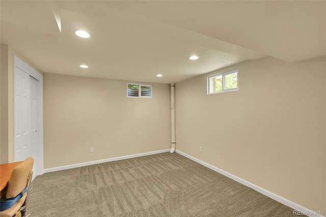 5047 S Mabre Ct, Littleton, CO 80123 - below grade area with recessed lighting and carpet flooring