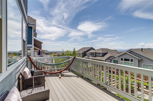 deck with a residential view