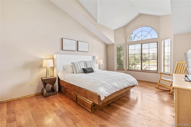 9447 Chesapeake St, Highlands Ranch, CO 80126 - bedroom with light wood finished floors and high vaulted ceiling