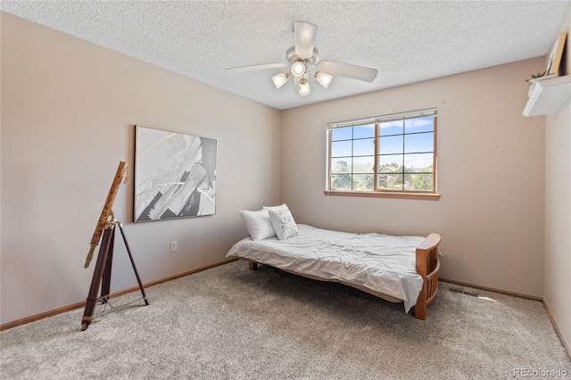 9447 Chesapeake St, Highlands Ranch, CO 80126 - carpeted bedroom with ceiling fan and a textured ceiling