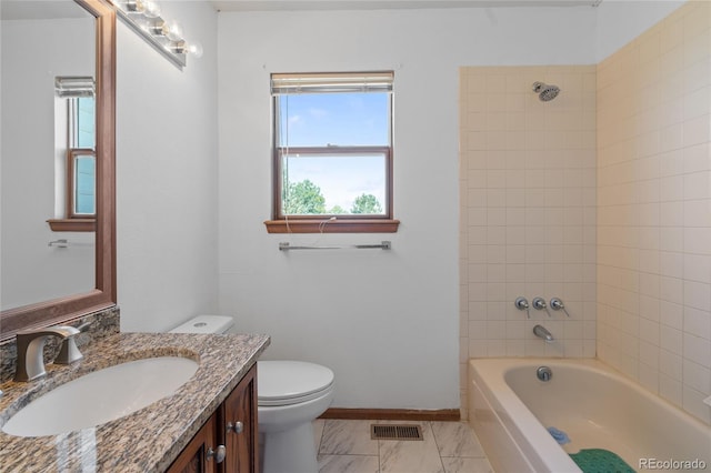 9447 Chesapeake St, Highlands Ranch, CO 80126 - full bathroom with vanity, marble look tiles, and shower / bathtub combination