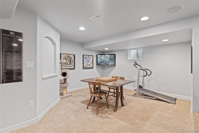 9447 Chesapeake St, Highlands Ranch, CO 80126 - dining area featuring light colored carpet and recessed lighting
