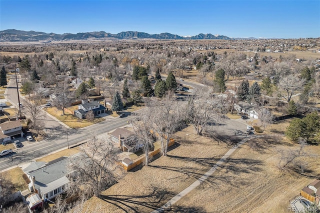 bird's eye view with a mountain view