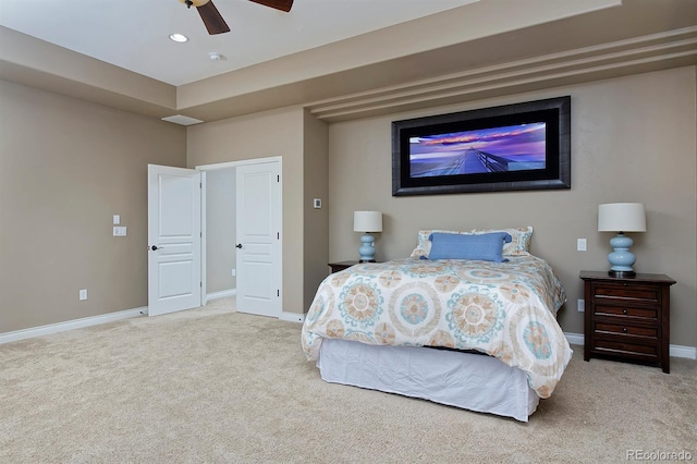 14022 E Fair Pl, Centennial, CO 80111 - carpeted bedroom with baseboards, a ceiling fan, and recessed lighting