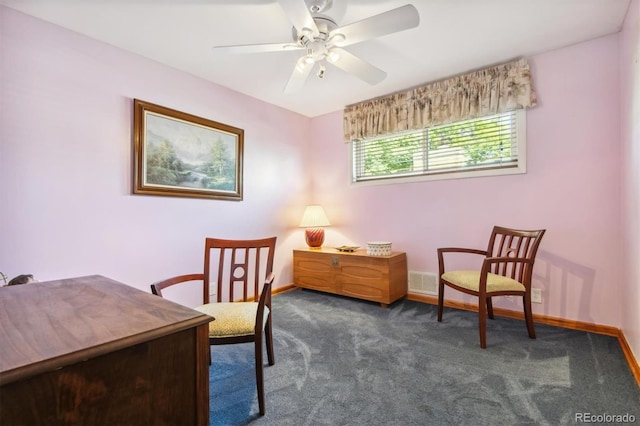 1922 Graves Ct, Northglenn, CO 80233 - carpeted home office with baseboards and ceiling fan