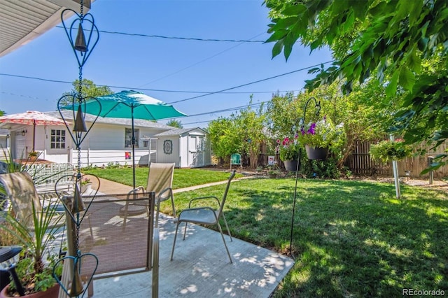 1922 Graves Ct, Northglenn, CO 80233 - view of yard with a storage shed and a patio area