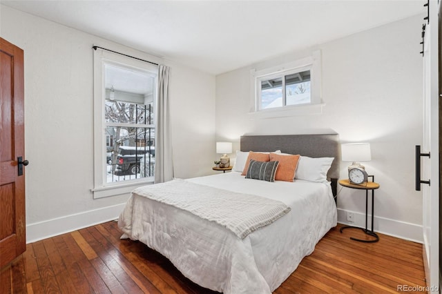 bedroom with wood-type flooring