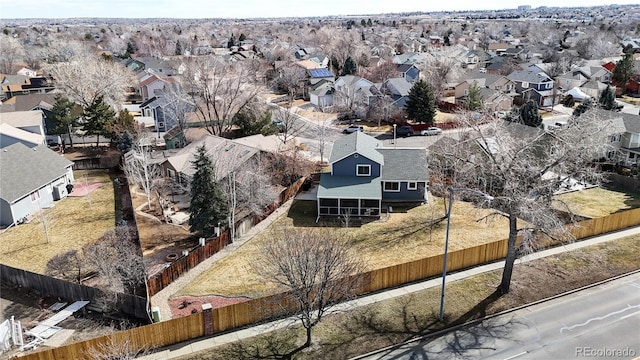 aerial view with a residential view